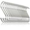 ESFUN 24-Pack Large Flat S Hooks Solid Brushed Stainless Steel Hangers S Shaped Hanging Hooks