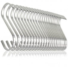 ESFUN 24-Pack Large Flat S Hooks Solid Brushed Stainless Steel Hangers S Shaped Hanging Hooks