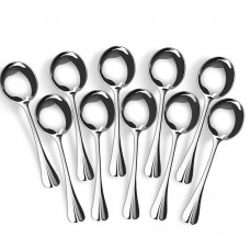 ESFUN 10 Pack Stainless Steel Round Table Dinner Spoons,7 inch Teaspoon Flatware Sets with Mirror Finish & Smooth Edge
